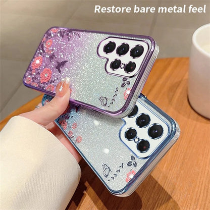 For Samsung Galaxy S24 Ultra TPU Case Flower Pattern Glitter Phone Cover