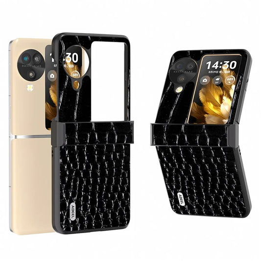 ABEEL For Oppo Find N3 Flip 5G Folding Phone Case Hinge Protection Crocodile Texture Cover