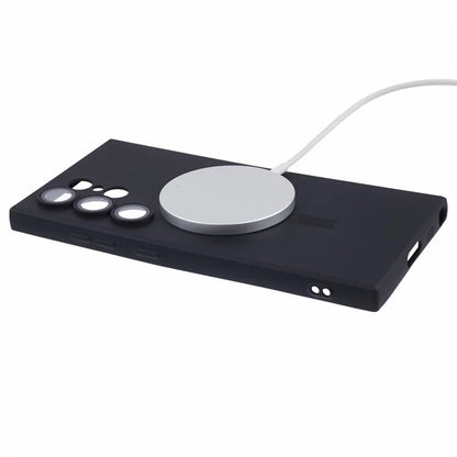 For Samsung Galaxy S24 Ultra Case Lens Protection Liquid Silicone Cover Compatible with MagSafe