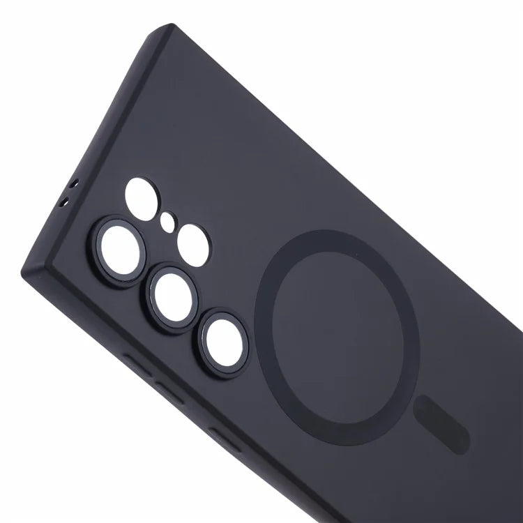 For Samsung Galaxy S24 Ultra Case Lens Protection Liquid Silicone Cover Compatible with MagSafe
