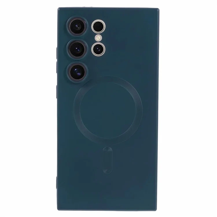 For Samsung Galaxy S24 Ultra Case Lens Protection Liquid Silicone Cover Compatible with MagSafe