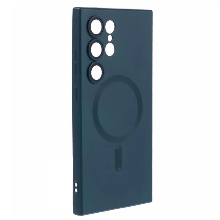 For Samsung Galaxy S24 Ultra Case Lens Protection Liquid Silicone Cover Compatible with MagSafe