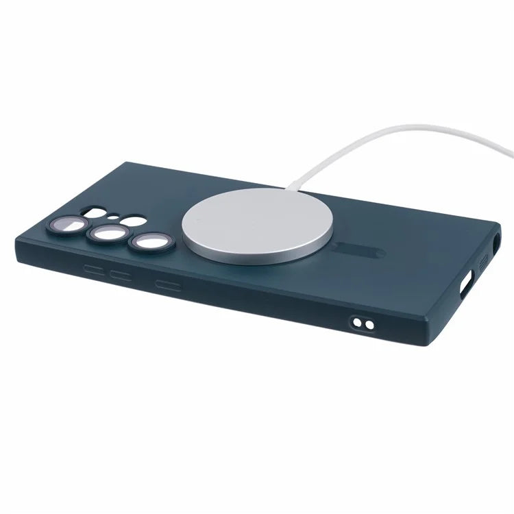 For Samsung Galaxy S24 Ultra Case Lens Protection Liquid Silicone Cover Compatible with MagSafe
