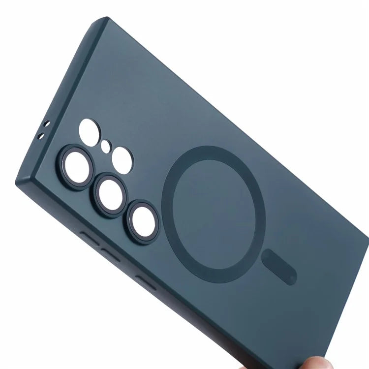 For Samsung Galaxy S24 Ultra Case Lens Protection Liquid Silicone Cover Compatible with MagSafe