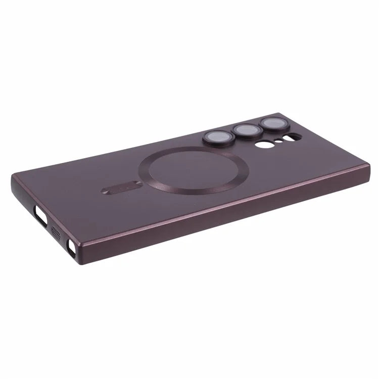 For Samsung Galaxy S24 Ultra Case Lens Protection Liquid Silicone Cover Compatible with MagSafe