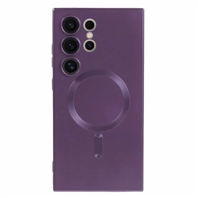 For Samsung Galaxy S24 Ultra Case Lens Protection Liquid Silicone Cover Compatible with MagSafe