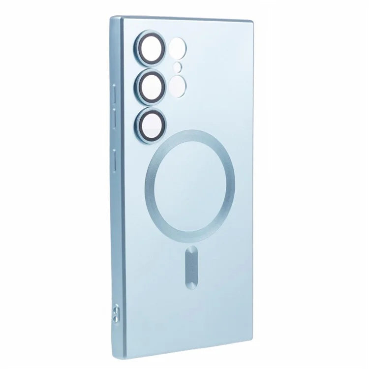 For Samsung Galaxy S24 Ultra Case Lens Protection Liquid Silicone Cover Compatible with MagSafe