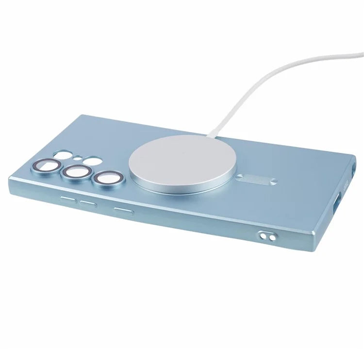 For Samsung Galaxy S24 Ultra Case Lens Protection Liquid Silicone Cover Compatible with MagSafe