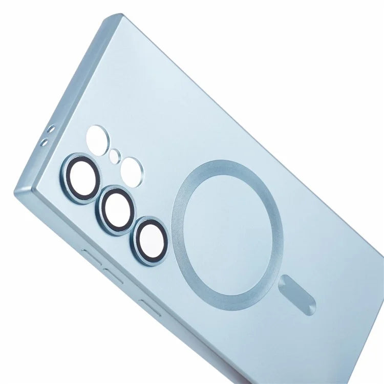 For Samsung Galaxy S24 Ultra Case Lens Protection Liquid Silicone Cover Compatible with MagSafe