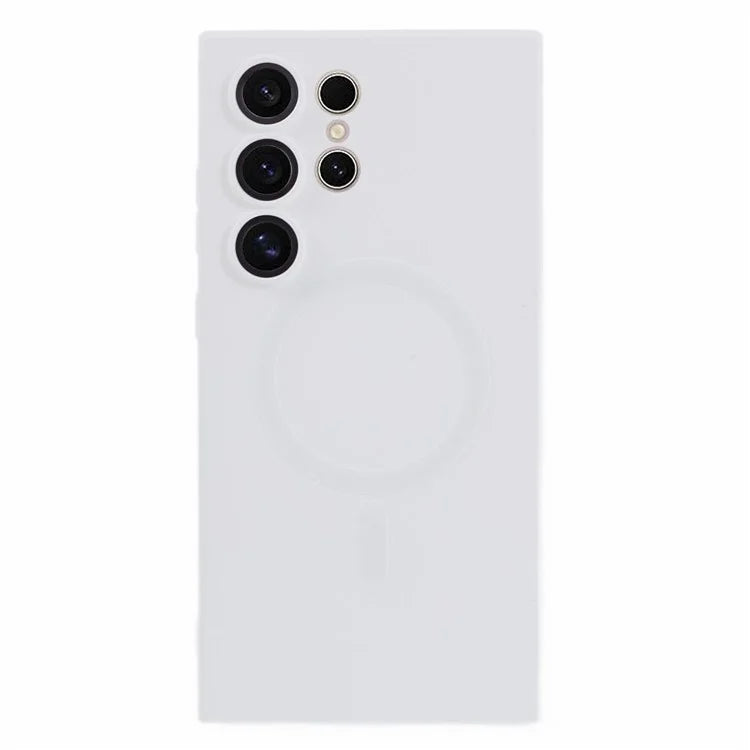 For Samsung Galaxy S24 Ultra Case Lens Protection Liquid Silicone Cover Compatible with MagSafe