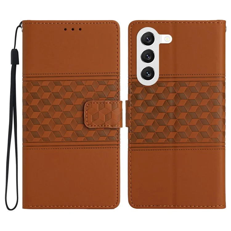 For Samsung Galaxy S24 Case Imprinted Rhombus Wallet Phone Cover