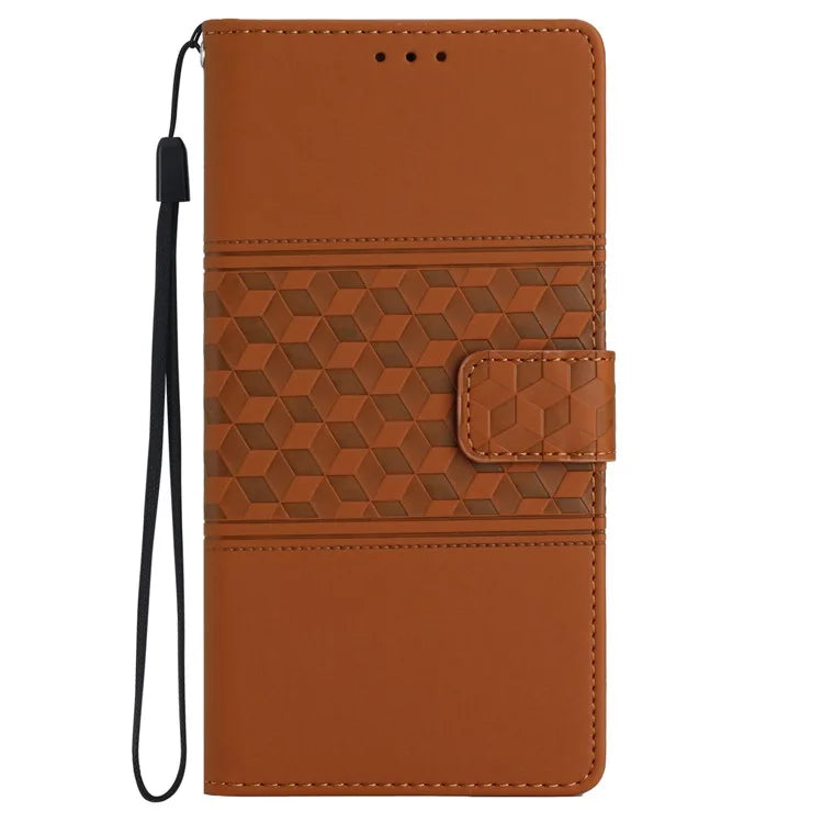 For Samsung Galaxy S24 Case Imprinted Rhombus Wallet Phone Cover