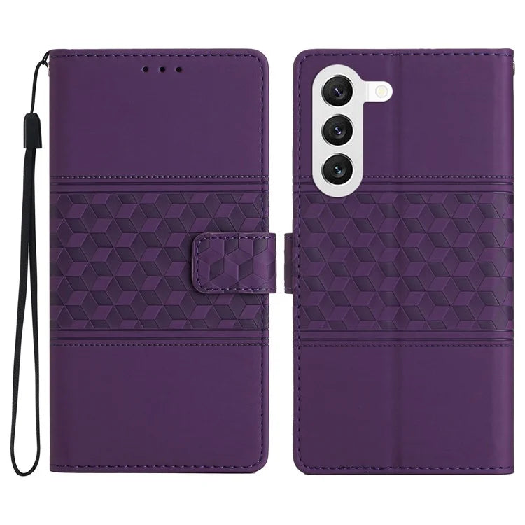 For Samsung Galaxy S24 Case Imprinted Rhombus Wallet Phone Cover