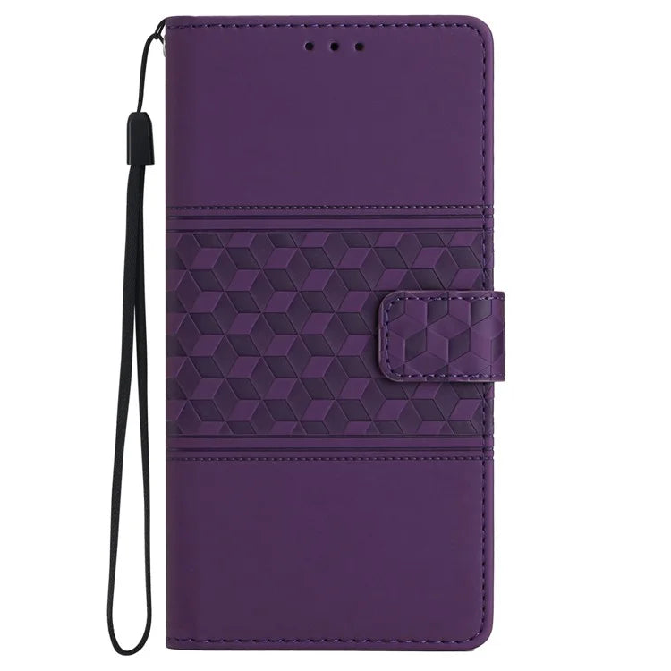 For Samsung Galaxy S24 Case Imprinted Rhombus Wallet Phone Cover