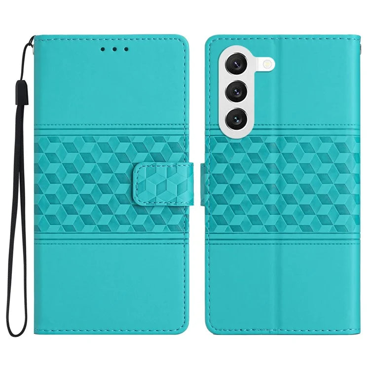 For Samsung Galaxy S24 Case Imprinted Rhombus Wallet Phone Cover
