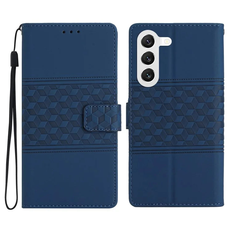 For Samsung Galaxy S24 Case Imprinted Rhombus Wallet Phone Cover