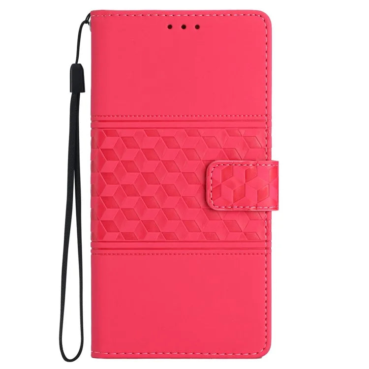 For Samsung Galaxy S24 Case Imprinted Rhombus Wallet Phone Cover