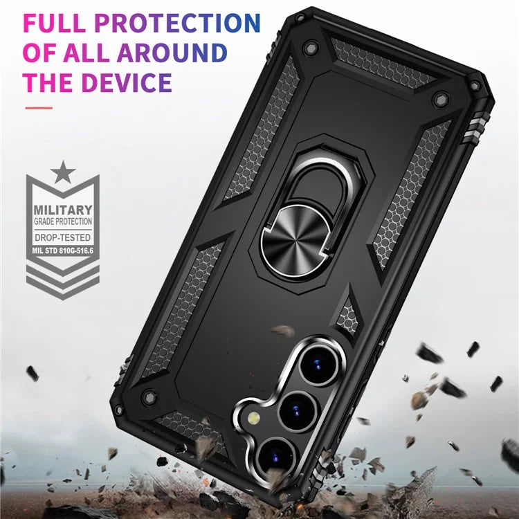 For Samsung Galaxy S24+ Case TPU+PC Phone Cover with Ring Kickstand