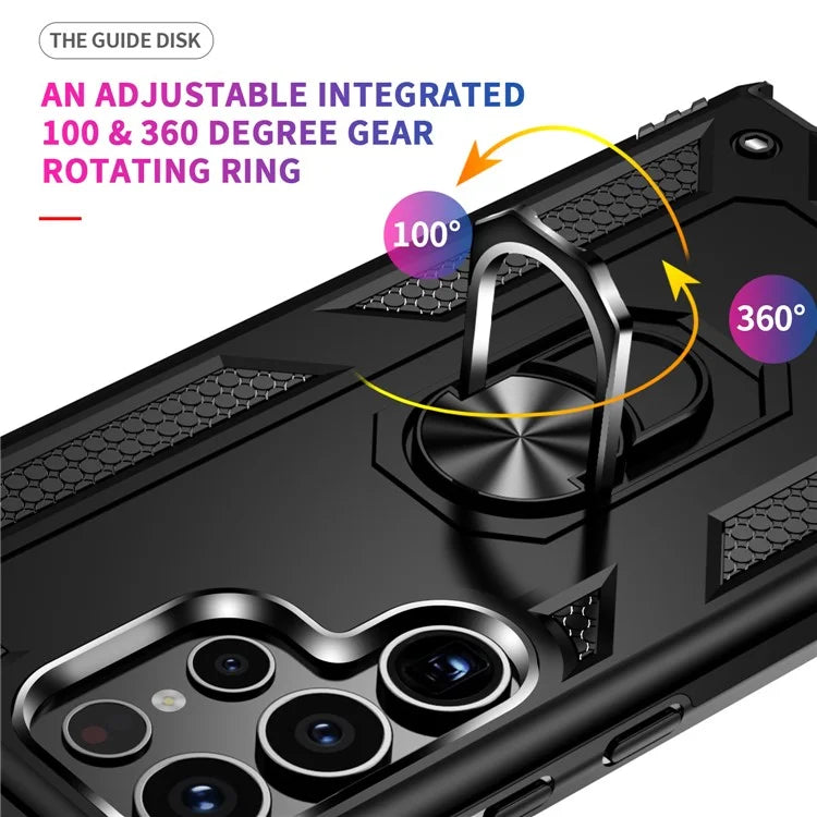 For Samsung Galaxy S24 Ultra Case TPU+PC Ring Kickstand Phone Back Shell