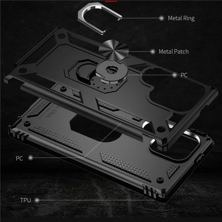 For Samsung Galaxy S24 Ultra Case TPU+PC Ring Kickstand Phone Back Shell