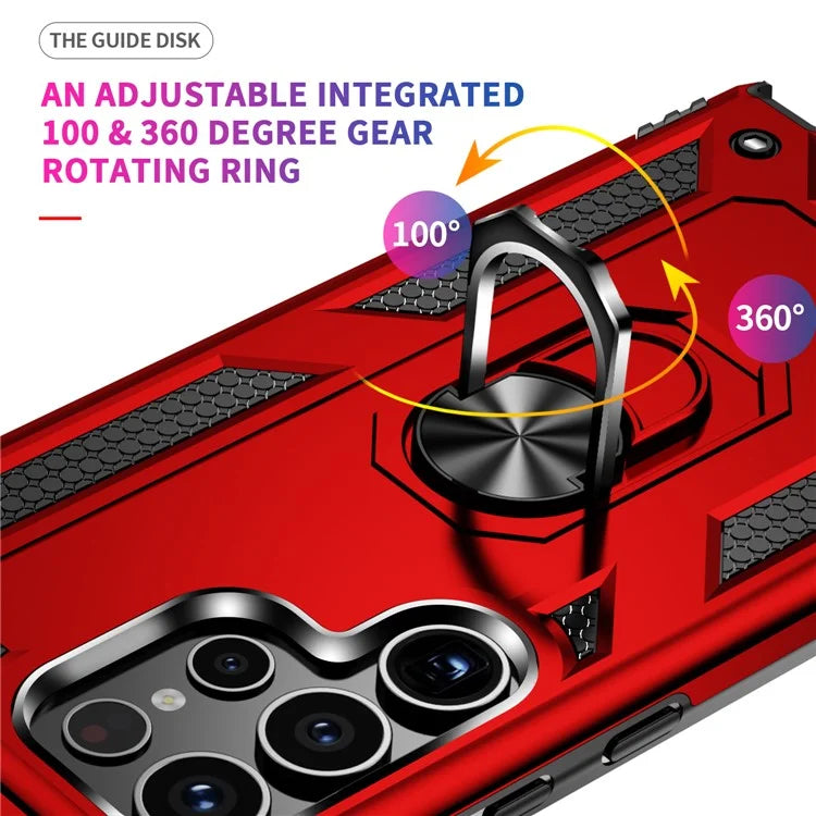 For Samsung Galaxy S24 Ultra Case TPU+PC Ring Kickstand Phone Back Shell