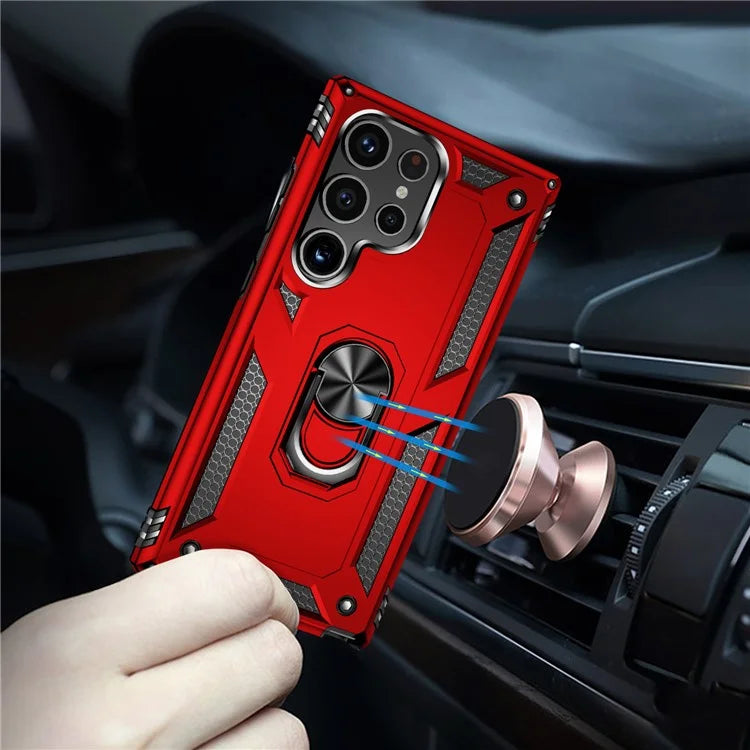 For Samsung Galaxy S24 Ultra Case TPU+PC Ring Kickstand Phone Back Shell
