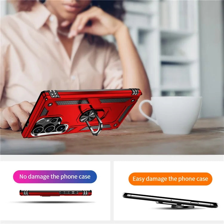 For Samsung Galaxy S24 Ultra Case TPU+PC Ring Kickstand Phone Back Shell