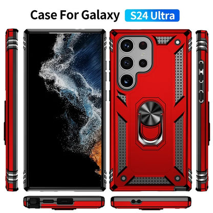 For Samsung Galaxy S24 Ultra Case TPU+PC Ring Kickstand Phone Back Shell