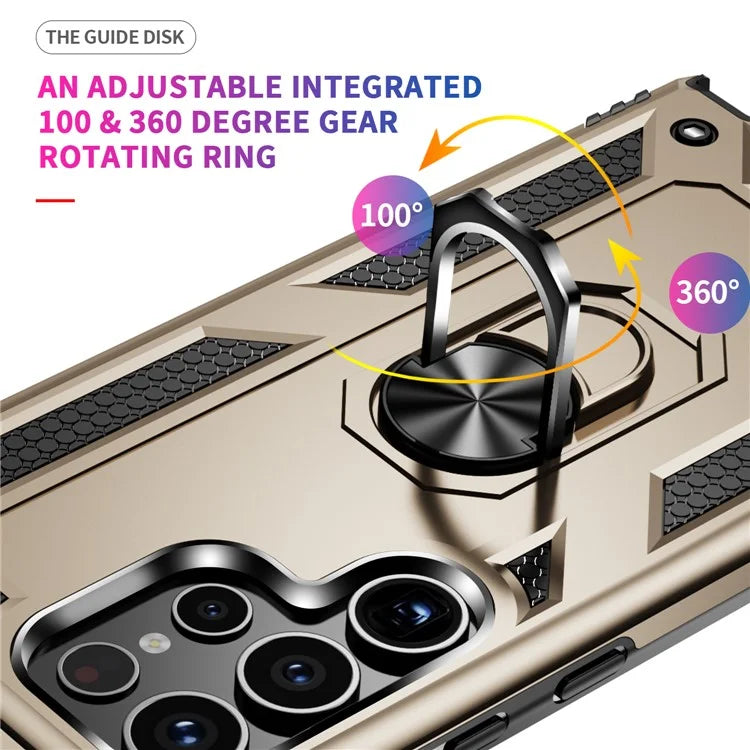For Samsung Galaxy S24 Ultra Case TPU+PC Ring Kickstand Phone Back Shell