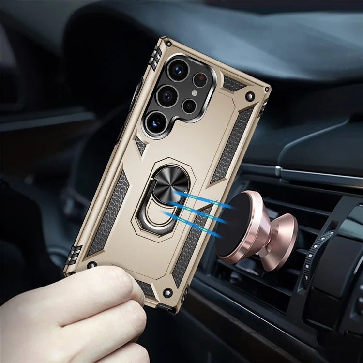 For Samsung Galaxy S24 Ultra Case TPU+PC Ring Kickstand Phone Back Shell