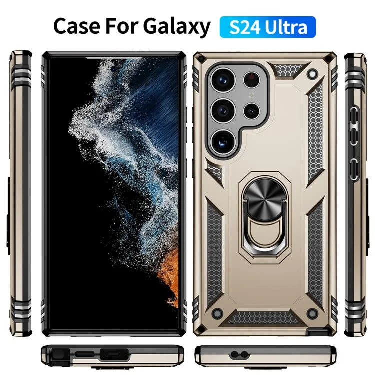For Samsung Galaxy S24 Ultra Case TPU+PC Ring Kickstand Phone Back Shell