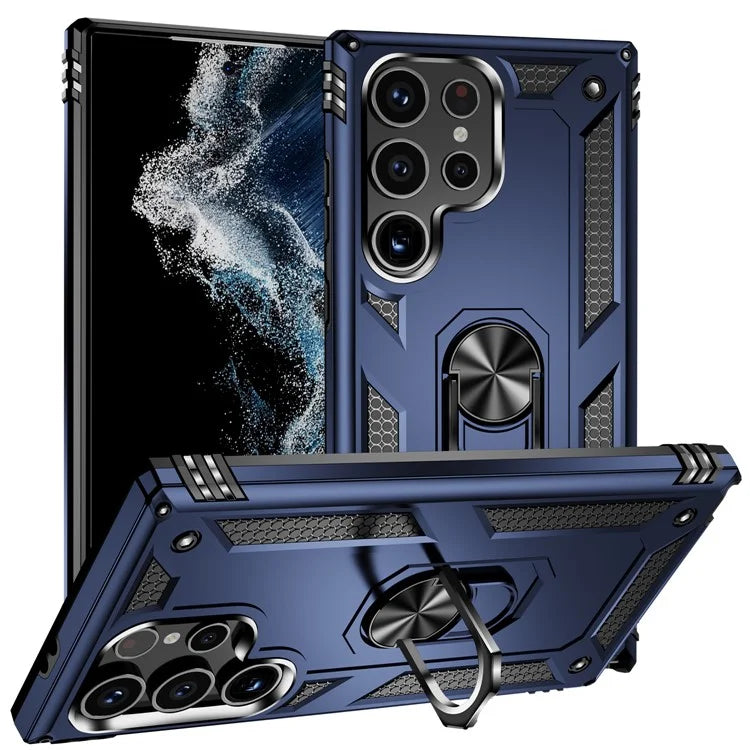 For Samsung Galaxy S24 Ultra Case TPU+PC Ring Kickstand Phone Back Shell