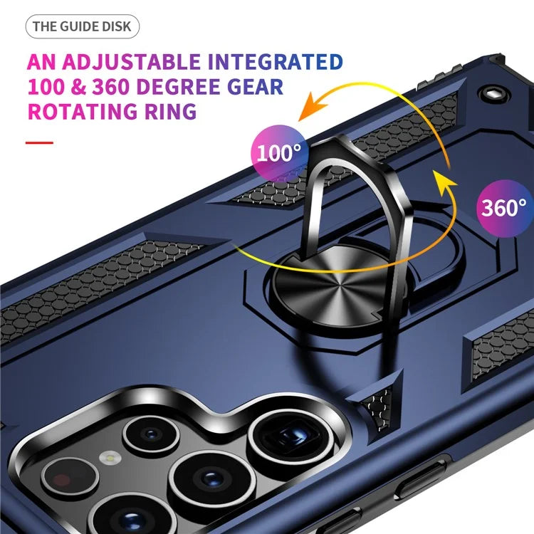 For Samsung Galaxy S24 Ultra Case TPU+PC Ring Kickstand Phone Back Shell