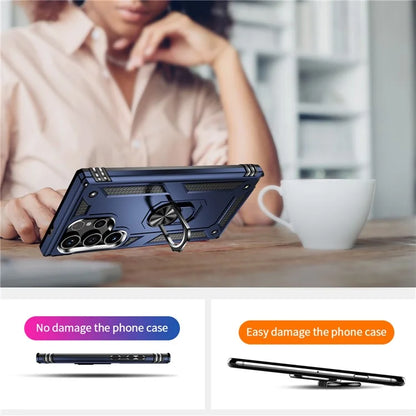 For Samsung Galaxy S24 Ultra Case TPU+PC Ring Kickstand Phone Back Shell