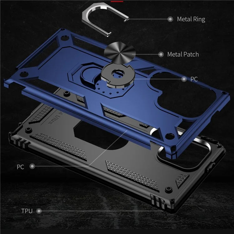 For Samsung Galaxy S24 Ultra Case TPU+PC Ring Kickstand Phone Back Shell
