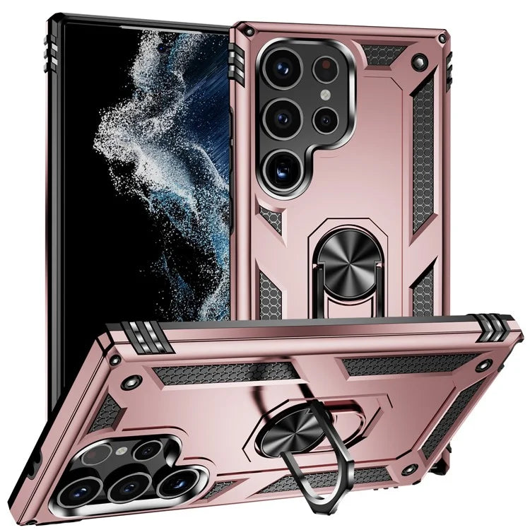 For Samsung Galaxy S24 Ultra Case TPU+PC Ring Kickstand Phone Back Shell