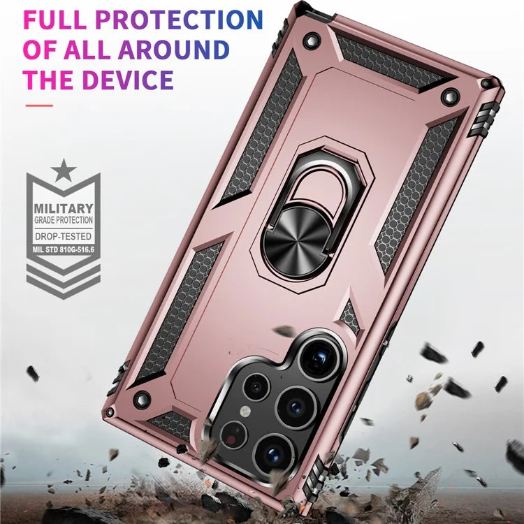 For Samsung Galaxy S24 Ultra Case TPU+PC Ring Kickstand Phone Back Shell