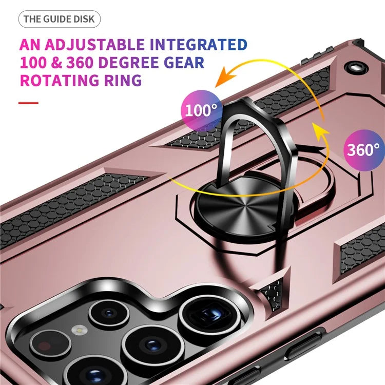For Samsung Galaxy S24 Ultra Case TPU+PC Ring Kickstand Phone Back Shell
