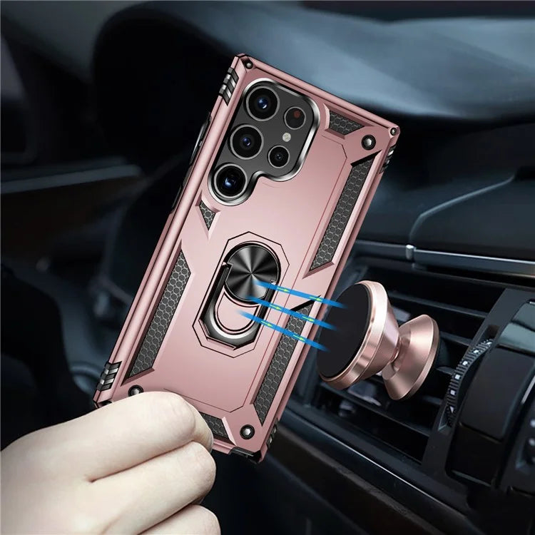 For Samsung Galaxy S24 Ultra Case TPU+PC Ring Kickstand Phone Back Shell