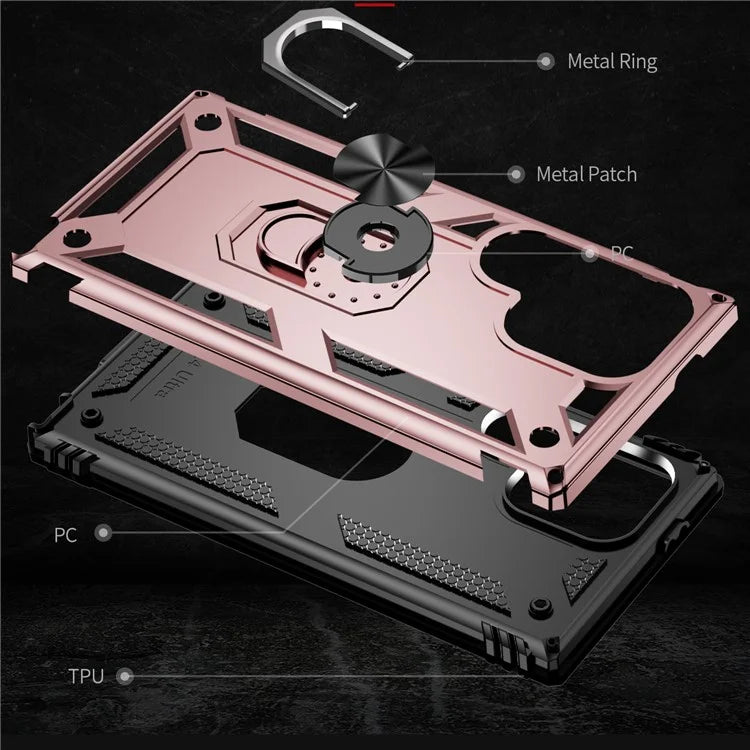 For Samsung Galaxy S24 Ultra Case TPU+PC Ring Kickstand Phone Back Shell