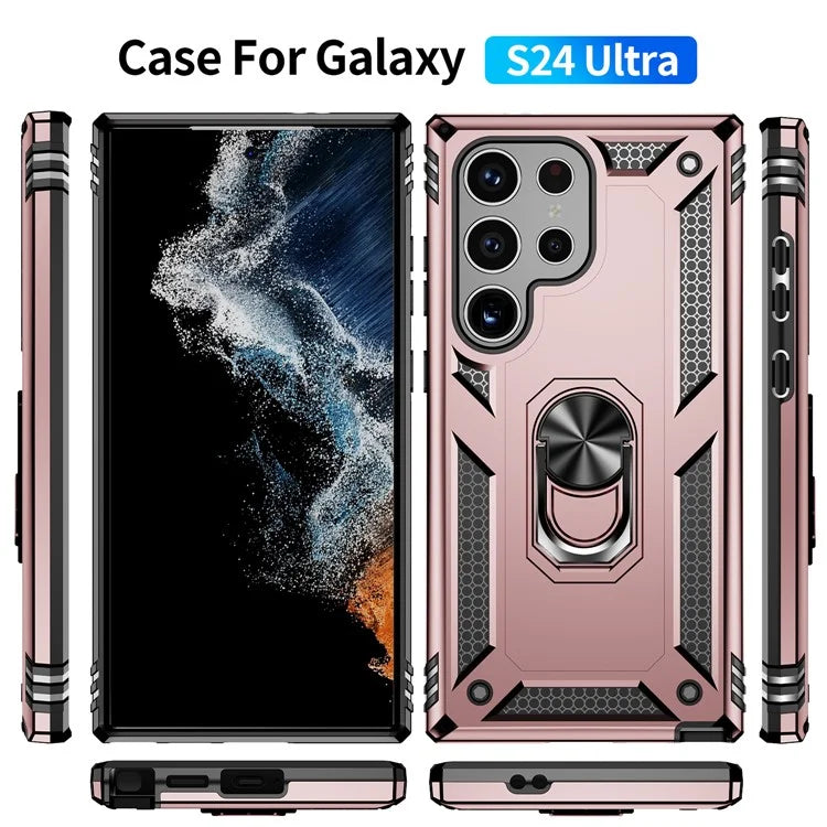 For Samsung Galaxy S24 Ultra Case TPU+PC Ring Kickstand Phone Back Shell
