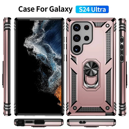 For Samsung Galaxy S24 Ultra Case TPU+PC Ring Kickstand Phone Back Shell