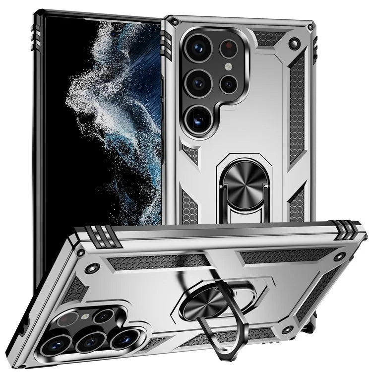 For Samsung Galaxy S24 Ultra Case TPU+PC Ring Kickstand Phone Back Shell
