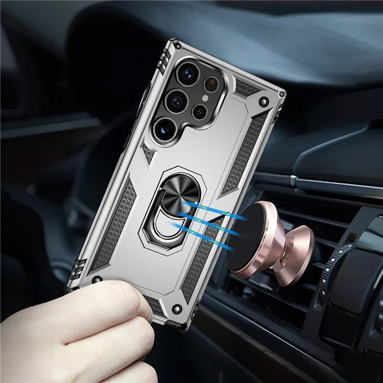 For Samsung Galaxy S24 Ultra Case TPU+PC Ring Kickstand Phone Back Shell
