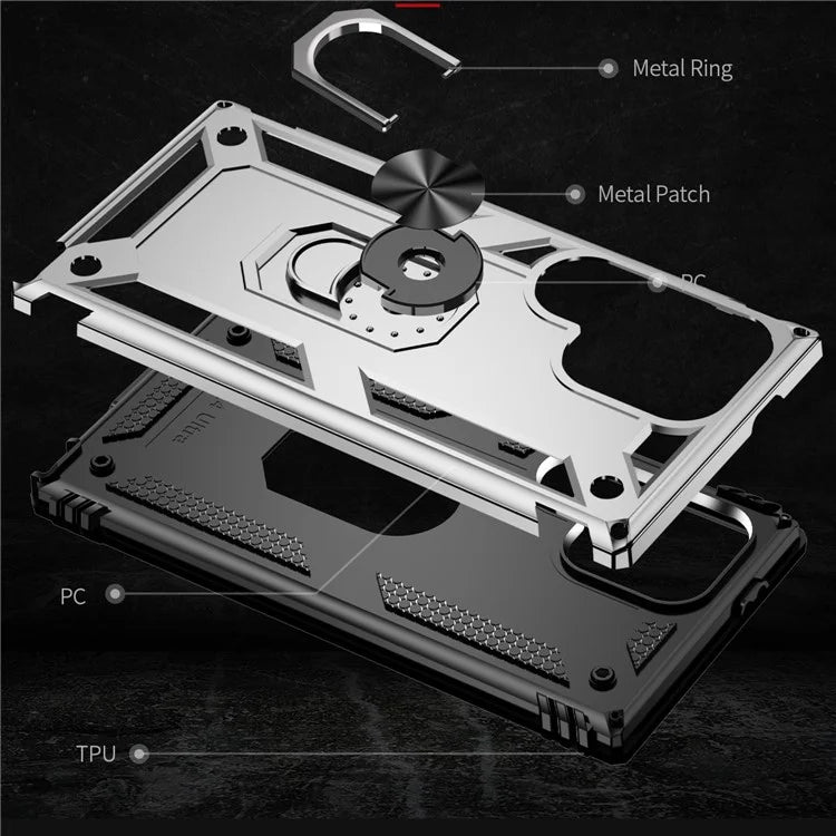 For Samsung Galaxy S24 Ultra Case TPU+PC Ring Kickstand Phone Back Shell