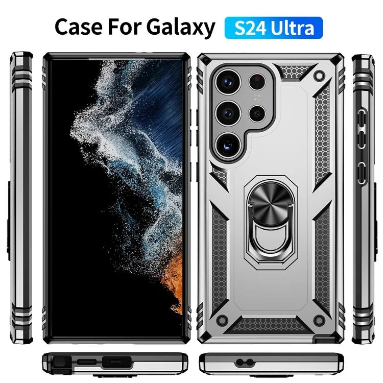For Samsung Galaxy S24 Ultra Case TPU+PC Ring Kickstand Phone Back Shell