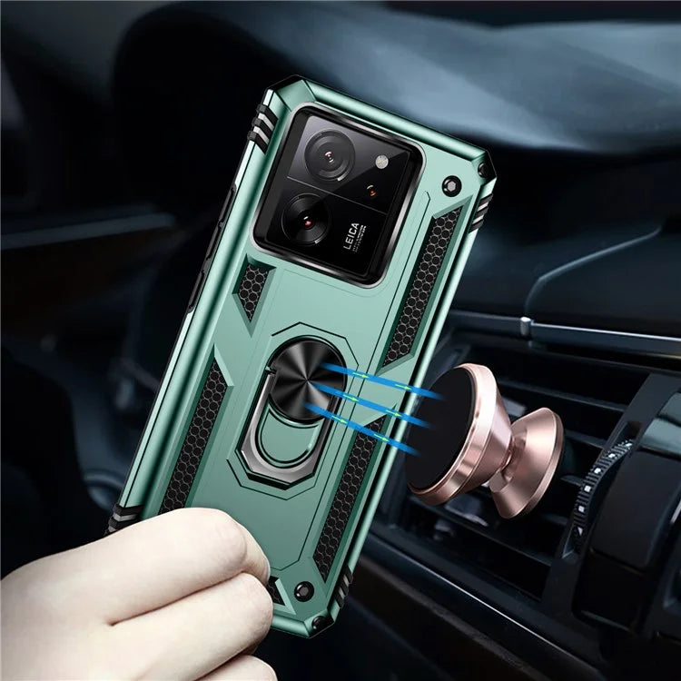 Xiaomi 13T / 13T Pro / Redmi K60 Ultra Case TPU+PC Rotating Ring Kickstand Cell Phone Coverish Green