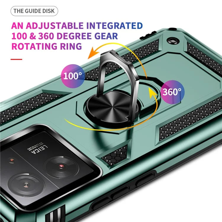 Xiaomi 13T / 13T Pro / Redmi K60 Ultra Case TPU+PC Rotating Ring Kickstand Cell Phone Coverish Green