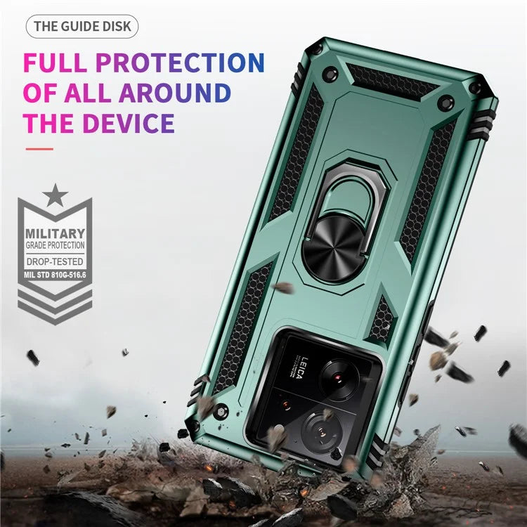 Xiaomi 13T / 13T Pro / Redmi K60 Ultra Case TPU+PC Rotating Ring Kickstand Cell Phone Coverish Green