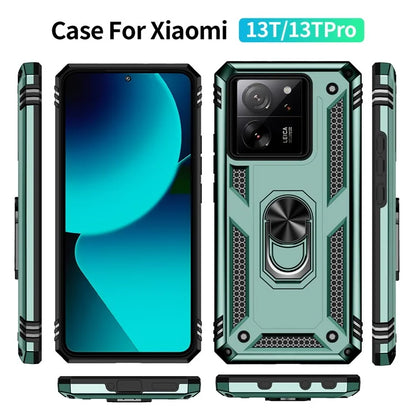 Xiaomi 13T / 13T Pro / Redmi K60 Ultra Case TPU+PC Rotating Ring Kickstand Cell Phone Coverish Green